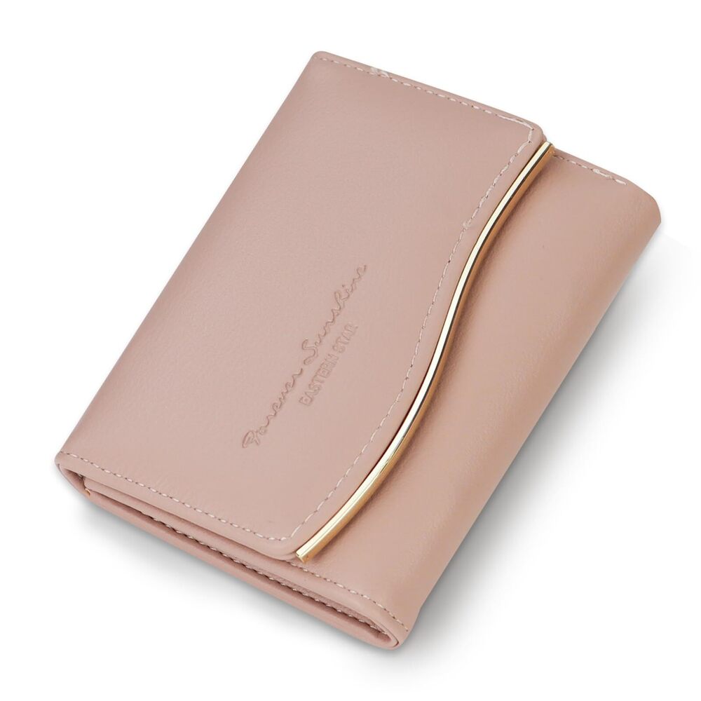 9717 Small Wallet , Simple Stylish Trifold Small Wallet with Metal Curve